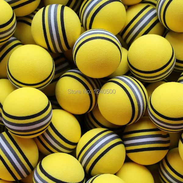 Palline da golf in schiuma EVA da 100 pezzi, spugna arcobaleno giallo, aiuto per l'allenamento con palla da allenamento per interni 231220