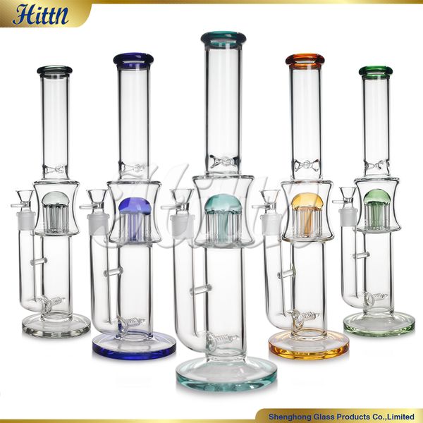 15 pollici di bong bong bong bong dritta tubo 11 albero armi perc di alta qualità borosilicato vetro a mano soffiata fumatori tubo d'acqua 420 promozione