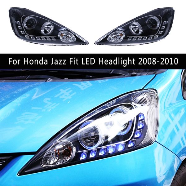 Für Honda Jazz Fit LED-Scheinwerfer 08-10 Autozubehör DRL Daytime Running Light Streamer Blinkeransiedler Frontlampe Auto-Lampe