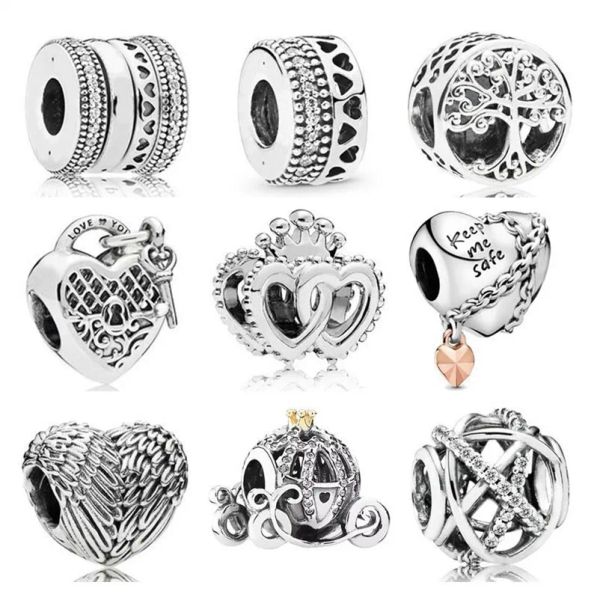 925 Silver Original European Fashion Charm Life Tree, asas, carro de abóbora adequado para pan bracelete DIY Jóias femininas Frete grátis