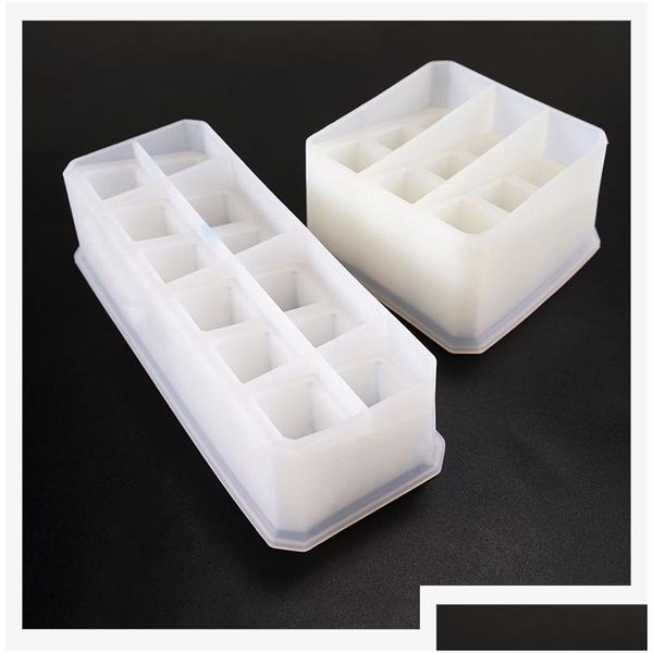 Moldes DIY Epoxy Storage Box Sile Mold 9 12 Grid Rec Caixas Caso Resina Moldes Jewelly Acessórios Titular Fazendo Drop Delivery J Dhgarden Dhi0O