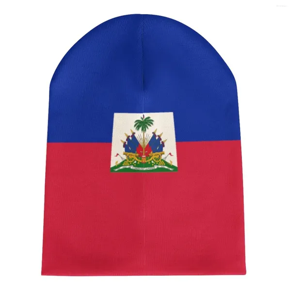 Berets Nation Haiti Flag Red Country Strickhut für Männer Frauen Jungen Unisex Winter Herbst Beanie Cap Warm Motorhaube