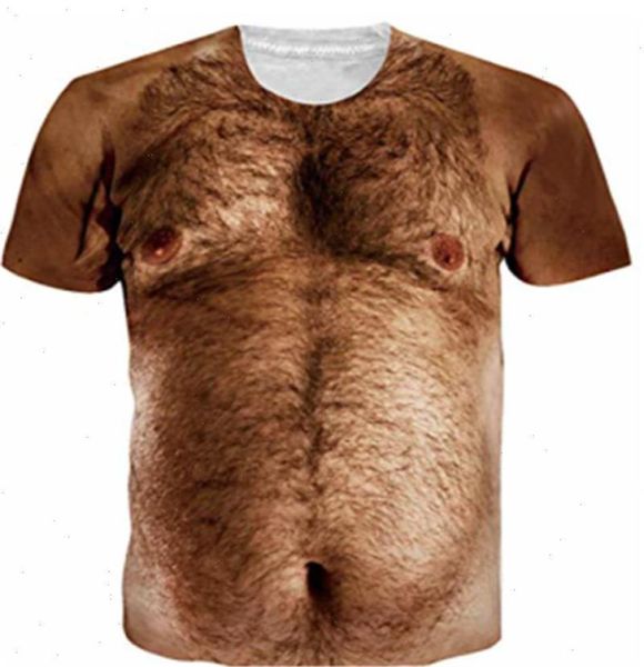 3D Baskı Tişört Erkekler Hayvan Çıplak Kıllı Adam Çıplak Cilt Göğüs Kas Komik Tshirt Harajuku Sahte Gömlekler Stranger2278767