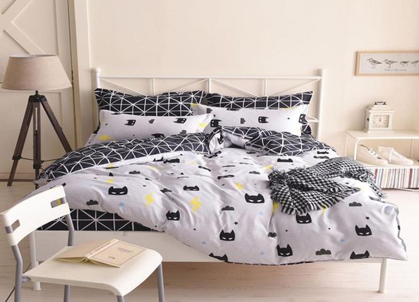 Batman Bedding Set Black Color Cartoon Duvet Capa Capa Cama Single Full Queen King Size para crianças C10185198085