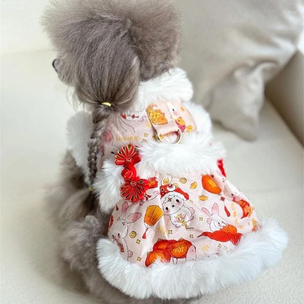 Hundebekleidung Chinesisches Jahr Kleidung Cheongsam Tang-Anzug Wintermantel Jacke Outfit Welpenkostüm Kleidungsstück Warme Kleidung