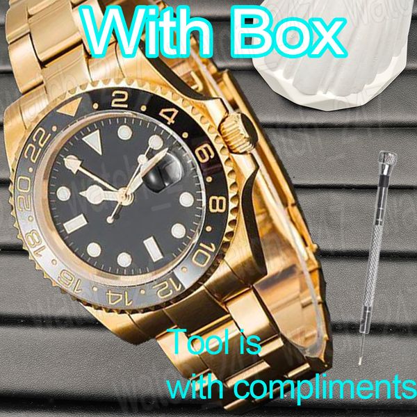 Luxury Watch Men Watch Designer für Mann Keramik Lünette 2813 Gold Uhren 36 mm 41 mm GMT Automatische Bewegung Uhren Luminöser Saphir -Wasserdichte Armbanduhr mit Kasten