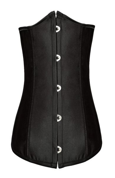 Goth Satin Schwarze Korsetts sexy Dessous Frauen Stahl Taille Training Underbust Bustiers Plus Size Corselets Top 81927144739