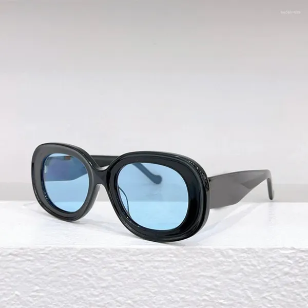 Occhiali da sole in acetato montatura ovale da donna 40120U stile hip hop moda occhiali da uomo anti UV400 nero blu bianco verde 6 colori