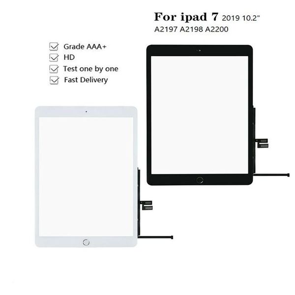 Telas de tablet PC Novo para iPad 7 10.2 Touch SN Sensor Digitizer A2197 A2200 A2198 A2232 com botão home Adicionar Drop Adhesive Tape Drop Delive Dhmrt