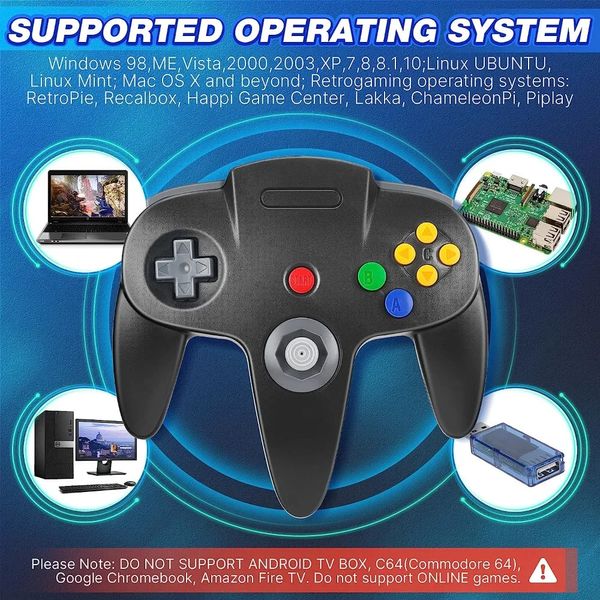 N64 Classic Controller USB Kabelfernbedienung Gamepad PC-Steuerung Windows Joystick Retro Gaming Zubehör Videospielkonsole Joypad 231220