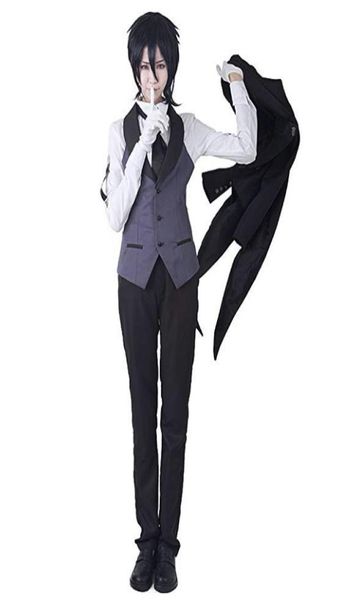 Traje de cosplay de mordomo preto Kuroshitsuji Sebastian tailcoat9803255