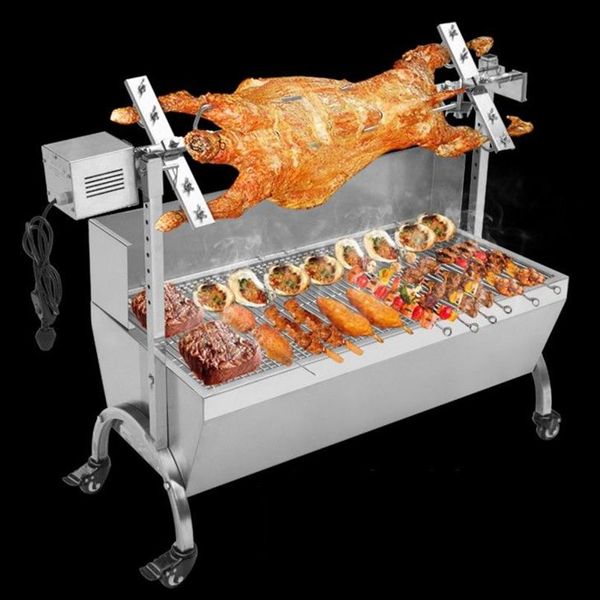 90 cm kommerzielle IOG Bratmaschine BBQ Grills Hähnchen Schweineröster Drehspieß Edelstahl Bratmotor LLFA251F