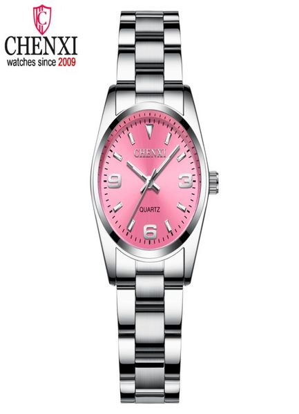 CHENXI Fashion Pink Dial Watches For Women 2018 High Quality Quartz Watch Elegant Dress Ladies Stainless Steel Wristwatches xfcs7486994