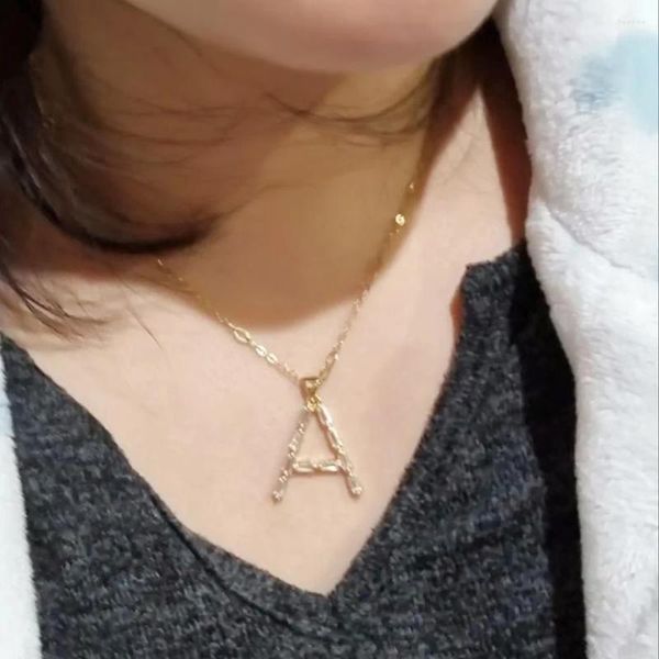 Anhänger Halsketten FLOLA Chic Klarer Kristall Initiale Für Frauen Kupfer Zirkon 26 Buchstaben Name Vergoldet Schmuck Geschenke Nkeb397