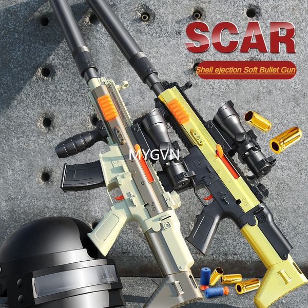 Armas de brinquedo SCAR Soft Bullet Shell Ejeção Blaster Rifle Sniper Submetralhadora para meninos crianças jogos ao ar livre