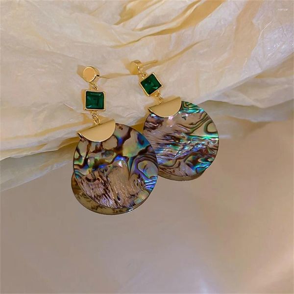 Dangle Ohrringe Emerald schöne Farben Vintage Ölmalerei Nischenschmuck und Accessoires Shell Shell