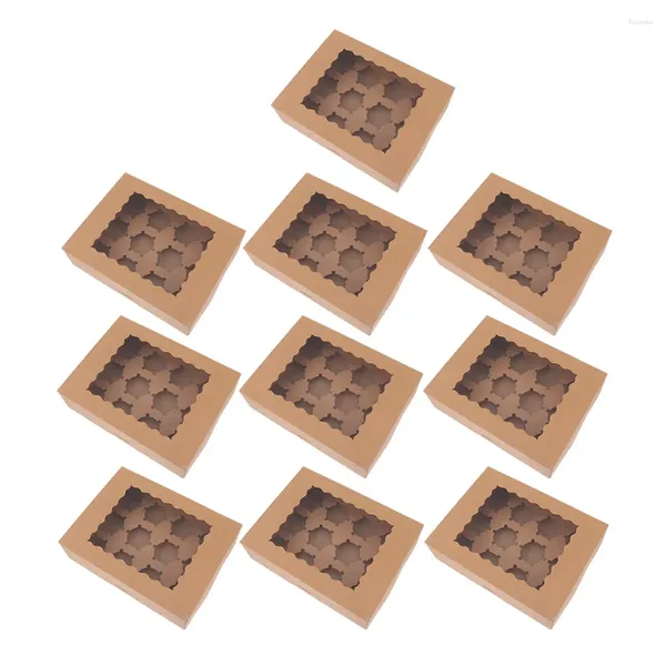 Контейнеры на вынос 10 шт. Коробки для хранения кексов Бумажные кексы с прозрачным окном