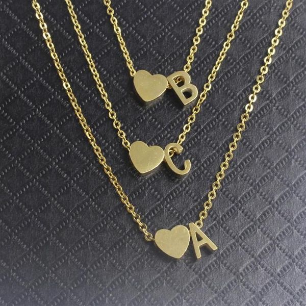 Collane con ciondolo Cuore in oro Lettera A B C D E F G H I J K L M N O P Q R S T U V W X Y Z Collana con ciondolo per donne BFF Regalo di compleanno259W