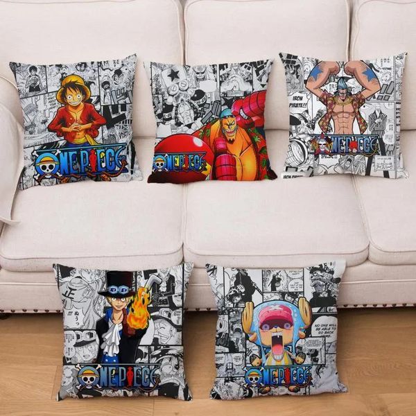 Almofada de travesseiro/travesseiro decorativo desenho animado Luffy Cushion Cushion Anime Presos de uma peça de uma peça de travesseiro super macio super macio 45x45