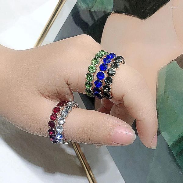 Cluster Ringe Kinel 2023 Mode Kristall Ring Für Frauen Böhmischen Bunte Regenbogen Frau Diy Statement Party Hochzeit Schmuck