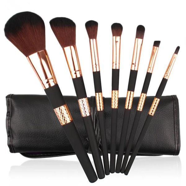 Pinsel 7pcs Professionelles Make -up Pinsel Kit Schwarz Gold Gesicht Pulver Fundament Concealer Lidschatten Eyeliner Kosmetikbürsten Make -up -Werkzeug Witz