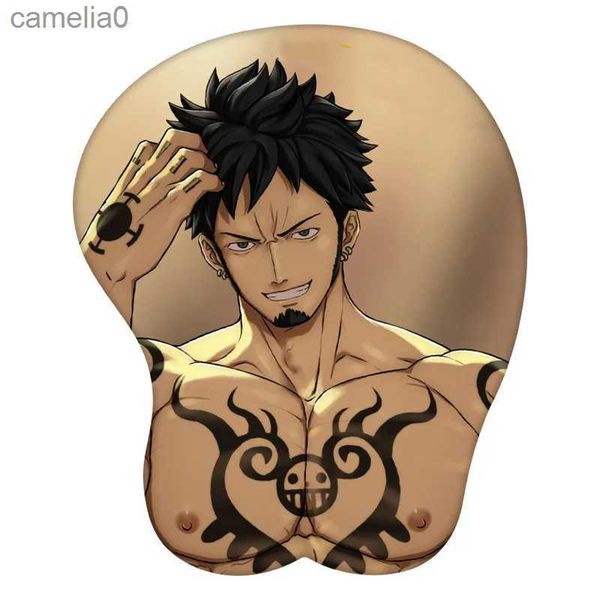 Cuscinetti per topo Pognere poggia 3d tampone topo trafalgar D. legge dell'acqua un pezzo anime polso riposo silicone sexy gioco creativo mousepad matl231221