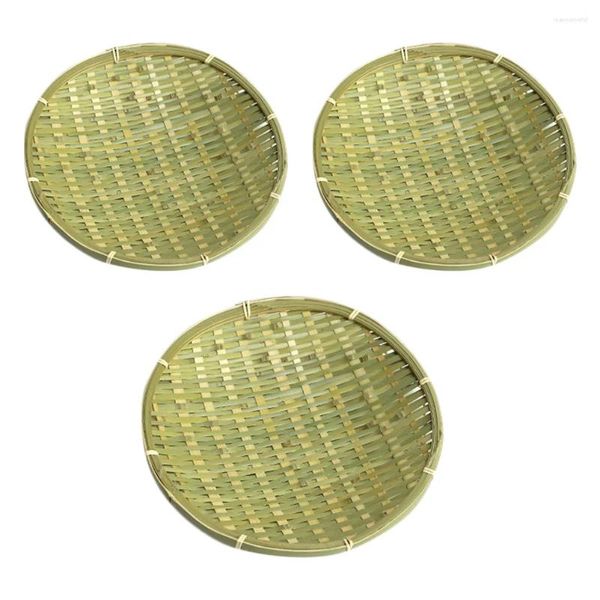 Set di stoviglie 3 pezzi Set di tre pezzi in bambù vassoi per tavolino da caffè Cestino per il pane decorativo Portafrutta Pratica fornitura per la cucina domestica