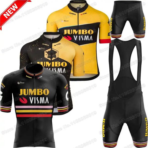 Jumbo Visma Trilogy Cicling Jersey Set Italia France Spagna Tour Cycling Abbigliamento da uomo camicia per biciclette per biciclette per biciclette per biciclette Shorts 231220