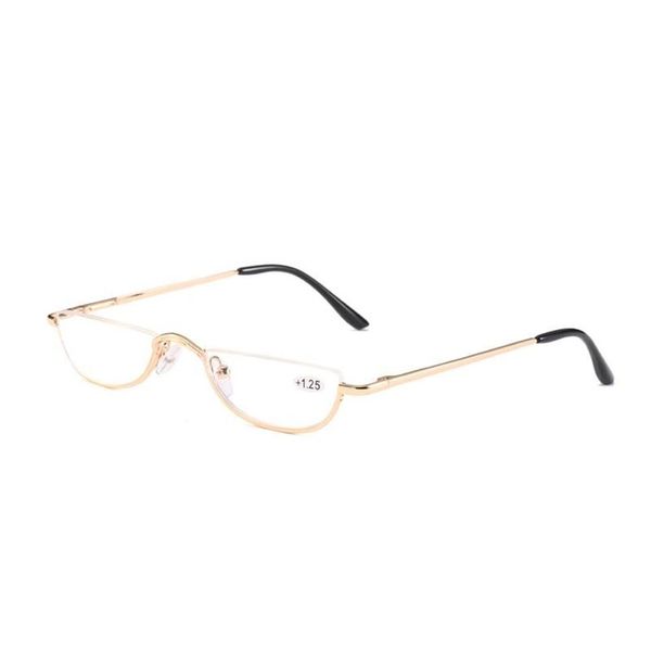 Sonnenbrille Katzenaugen -Lesebrille Frauen Männer Metall Halbrahmen Presbyopische Brille weibliche männliche halbfruchtlose Hyperopie -Spektakel3093