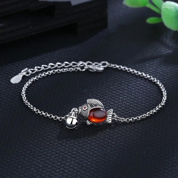 Link pulseiras estilo hip hop pequeno peixe sino romã pulseira feminina retro moda simples e bonito estudante doce atacado