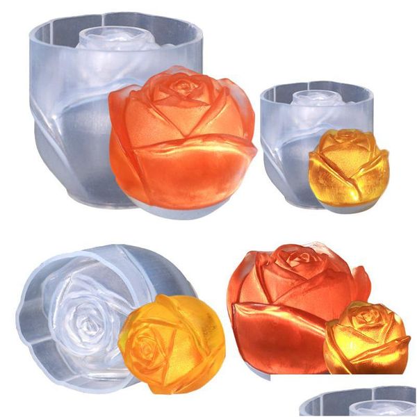 Moldes Rose Bud Resina Molde 3D Flor Sile Fundição Moldes Craft Mod DIY Sabão Vela Cera Polímero Argila Concreto Drop Entrega Judeu Dhgarden Dhky9