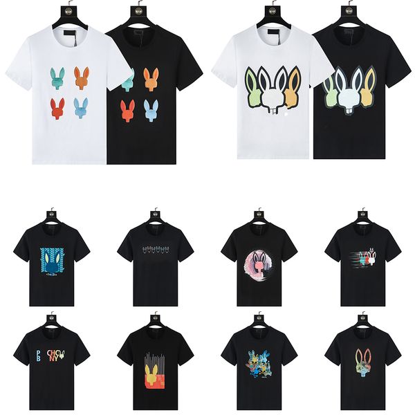 Psychos Bunnys Tavşanlar Yaz Gündelik Tişörtlü Erkek Kadınlar İskelet Tavşan 2024 Yeni Tasarım Çok Stilli Erkekler Tshirt Moda Tasarımcı T-Shirt Çift Kısa Kollu