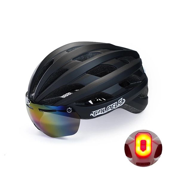 Casco da strada in bici magnetica di aspirazione magnetica Goggle sportive esterne modanature ntegrate con bicicletta leggera di avvertimento a LED 231221 231221