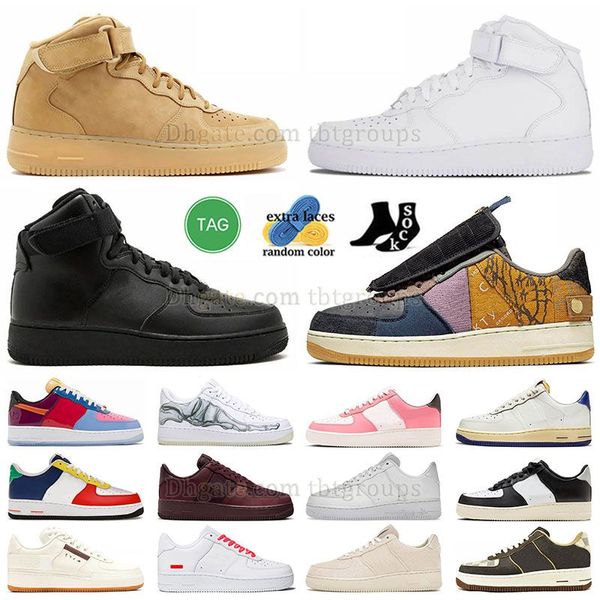 Klassiker 1 One Ow x McA Leder Dhgate Schuhe flache Phantom Loafer Herren Trainer St. Beige Ts High Top 07 Weiß und Schwarzer Weizen Mid tf x Blue Pink Panda Low-Teller-Formern Turnschuhe