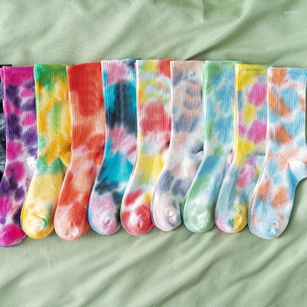 Frauen Socken Tie-gefärbt Skateboarding Mädchen Frühling Und Sommer Ins Mode Trend Straße Sport Basketball Bunte Mittlere Rohr