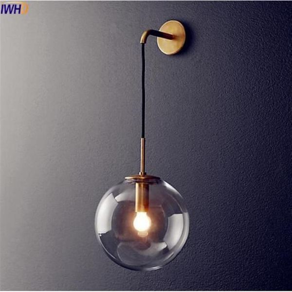 Nordic moderno conduziu a lâmpada de parede bola vidro espelho do banheiro ao lado americano retro luz arandela wandlamp aplique murale263f