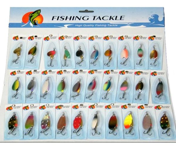 Esche da pesca Wobblers Crankbait 30 Pzset Assortiti Laser Spinner Cucchiaio Richiamo Attrezzatura da pesca Gancio triplo Spinner Metallo Pesca8301711