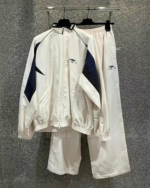Модный мужской дизайнерский спортивный костюм, школьная куртка, комплект Парижской вышивки с буквами, негабаритные роскошные нейлоновые водонепроницаемые брюки с верхним пальто