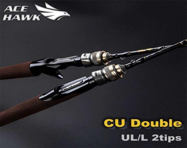 Cu Double 18m Lure Fishing Haste Fast Ação Ull Dicas de giro de carbono Haste de gabarito 2 Seções Tackle 2111232411381