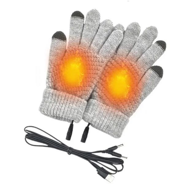 Beheizte Handschuhe Winter Thermische Warme Handschuhe Mit Integriertem Heizblatt USB Aufladen Weiche Angeln Radfahren Handschuhe Für Männer Frauen 231220