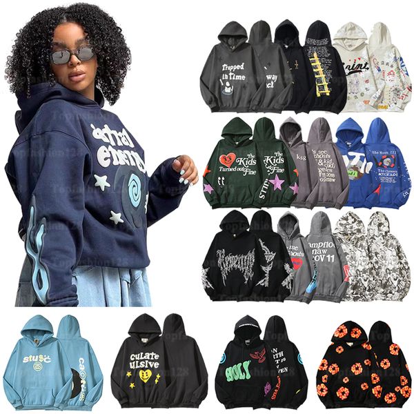 Cartoon acolchoado com algodão estampado American American Sorto de moletom de hip hop acolchoado jumper com capuz de inverno preguiçosos tops acolchoados