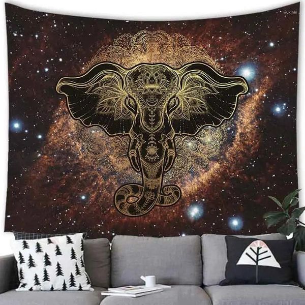 Arazzi Arazzo con elefante appeso a parete in stile mandala della Boemia, decorazione della casa, soggiorno, camera da letto