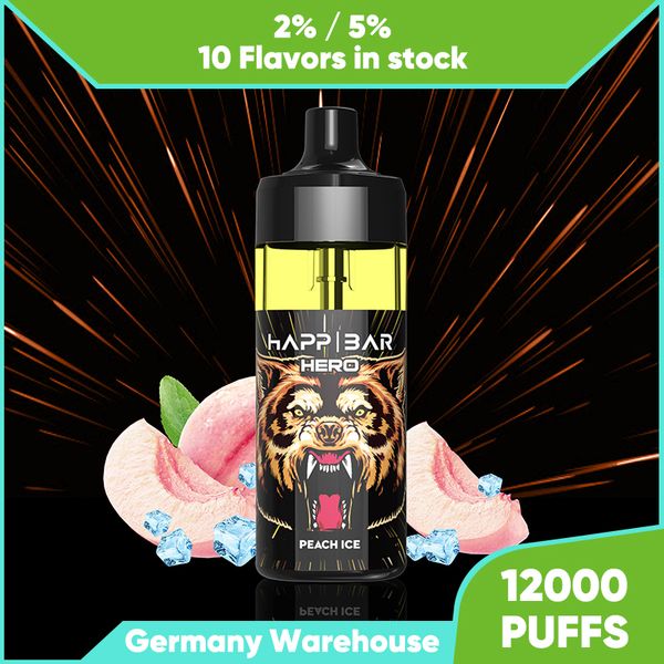 Популярный Happ Puff 12k одноразовый 12000 -puffs сетчатой ​​катушка Vaper Регулируемый воздушный поток большой дым 2% 5% прочность на 16 мл Vape Cuice Сигарета