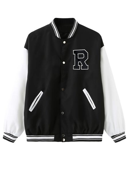 Fashion Bomber Jackets Herbst Winter für Frauen Streetwear Baseball Uniform übergroße Manteljacken und Mäntel Lose Student 231221