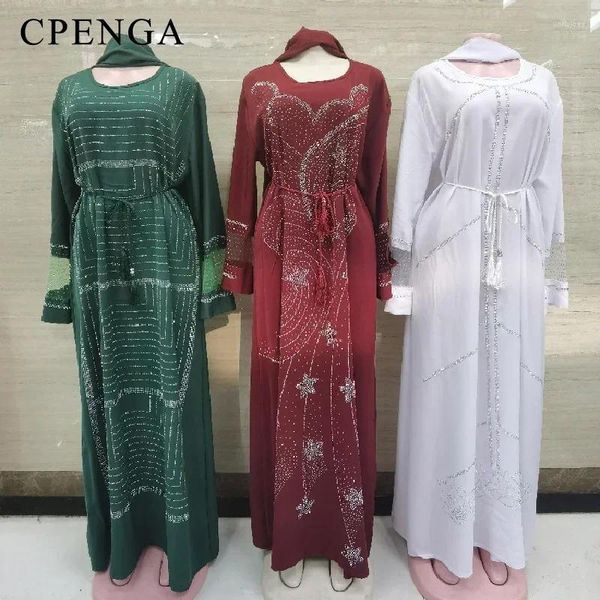 Abbigliamento etnico abito modesto musulmano di lusso a maniche lunghe per donne eid arabo femme hijab abaya elegante festa serale jalabiya tacchino islamico