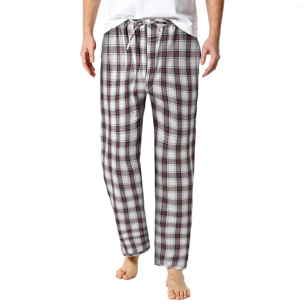 Homens sleepwear mens xadrez calças de pijama para adluts casa oversize masculino calças de sono japonês confortável desgaste inferior