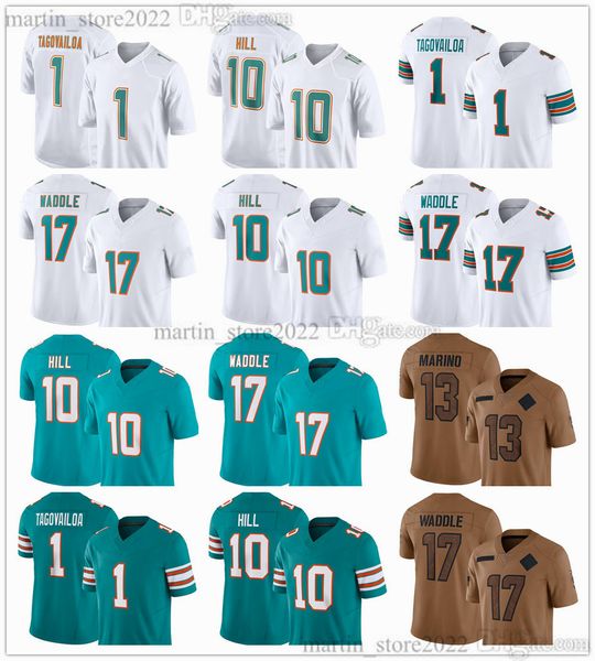 13 Dan Marino Football 10 Tyreek Hill Jersey 1 Tua Tagovailoa 17 Jaylen Waddle 2 Bradley Chubb 5 Jalen Ramsey 28 De'Von Achane 15 Jaelan Phillips 8 Jevon Holland Stitched