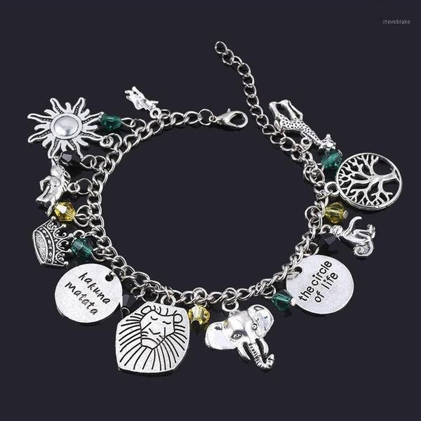 Braccialetti di fascino anime il braccialetto re leone Simba Tree of Life Elefante Bangles per donne Gioielli di moda GIRNI Gift12422