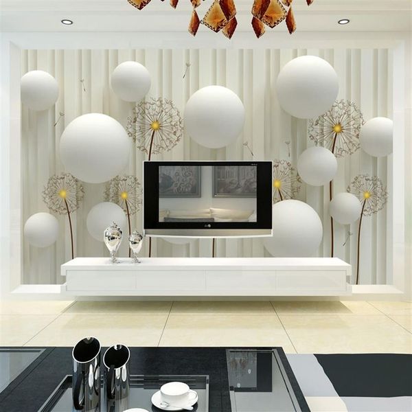 Personalizado 3d po papel de parede moda moderna simples e macio dandelion cama quarto sofá pano de fundo mural para as paredes 3d309e