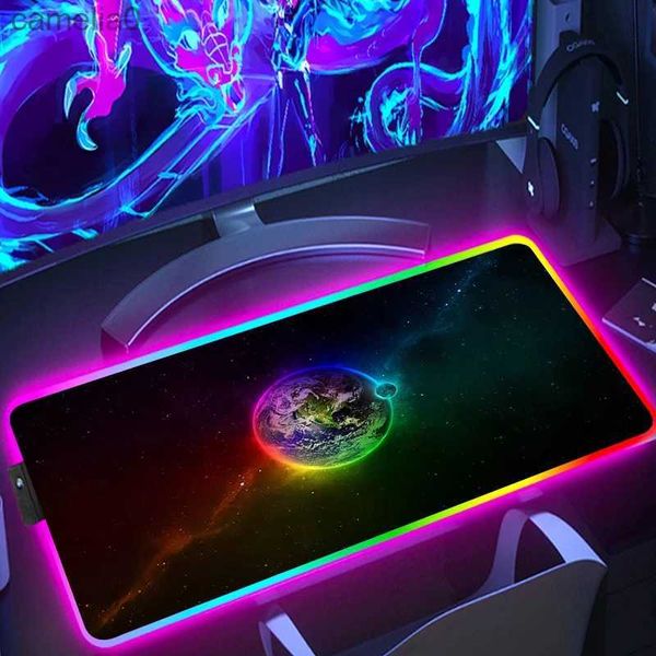 Mouse blocs pulso repousa de mouse de mouse plant llight backlight galaxy mousepad rgb pc gamer acessórios de retroiluminação de tapetes de tapete de tape